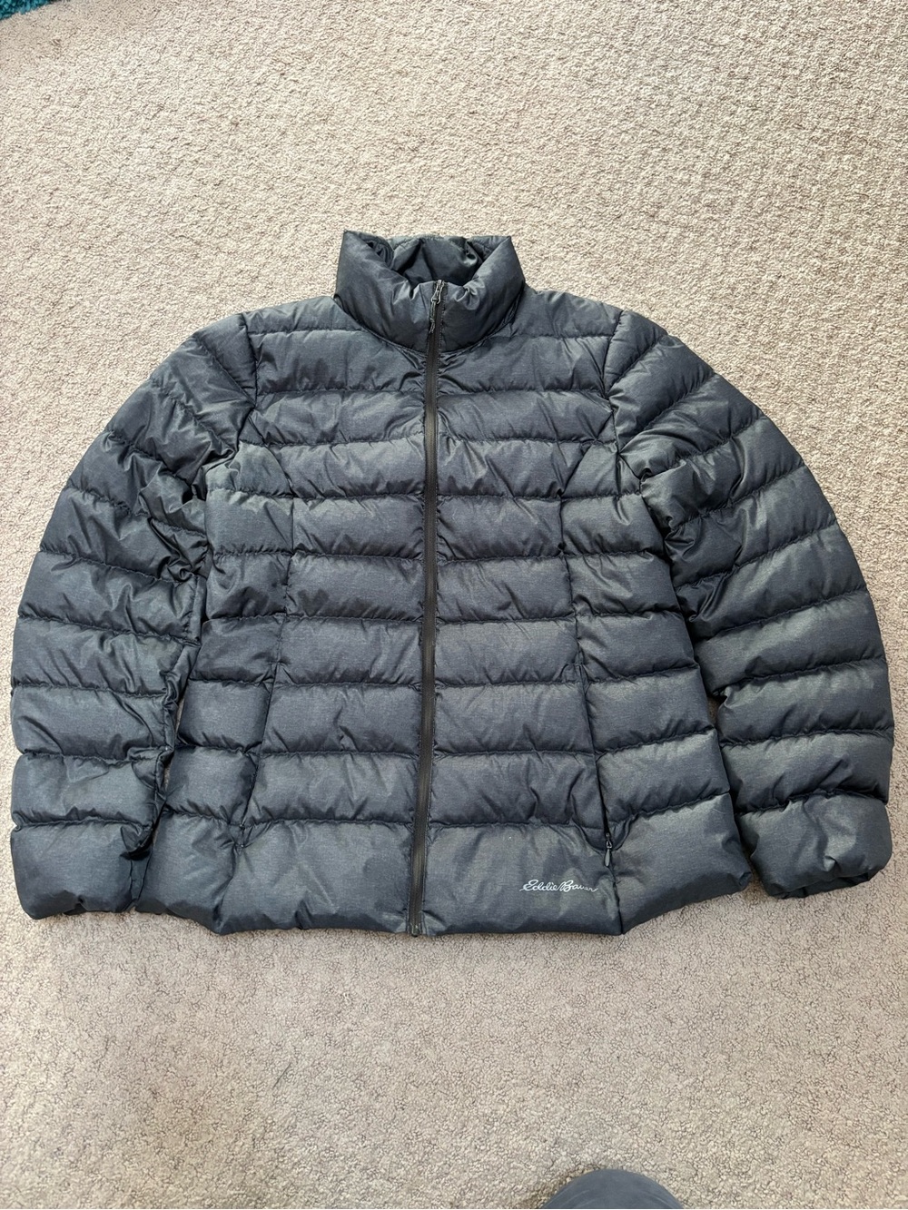 Eddie Bauer Down Jacket Womens M Dark Olive Green 650 Fill Puffer Full Zip